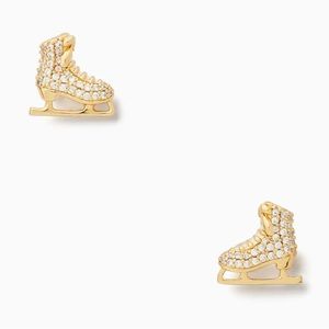 ♠️Kate Spade Snow Day Ice Skate Stud Earrings, Gold / Clear NWT